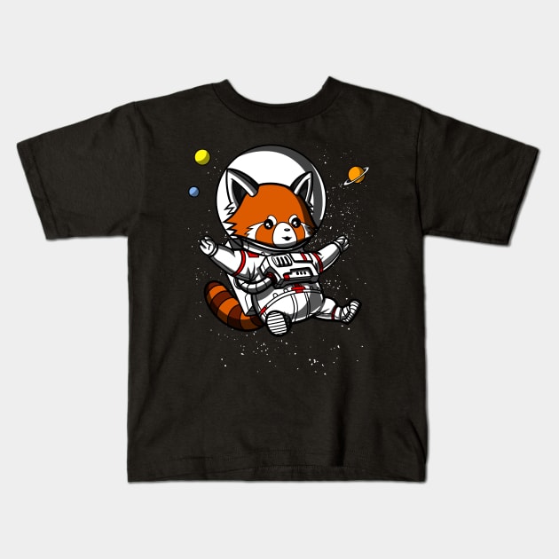 Red Panda Space Astronaut Kids T-Shirt by underheaven